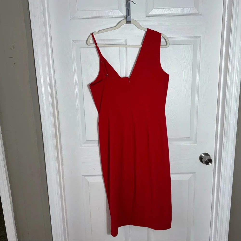 Dress The Population Erika‎ Red Sheath Midi Dress Wedding Guest Size M